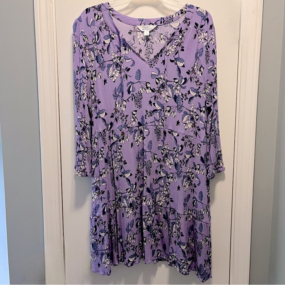 Market & Spruce Lavender Floral Dress Women’s XL Purple Knee Length Stitch Fix